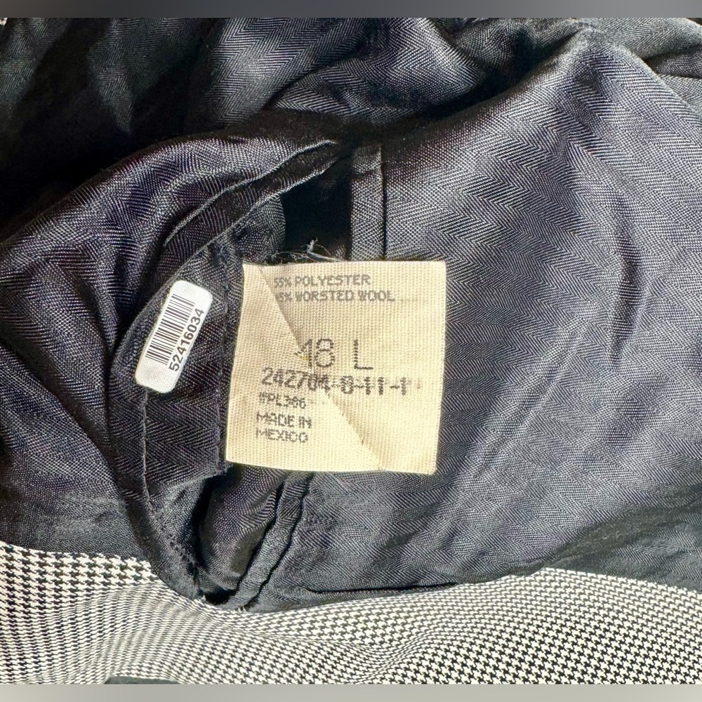 Haggar Imperial Houndstooth Blazer Jacket Worsten Wool Blend 48L Gray - Picture 11 of 11